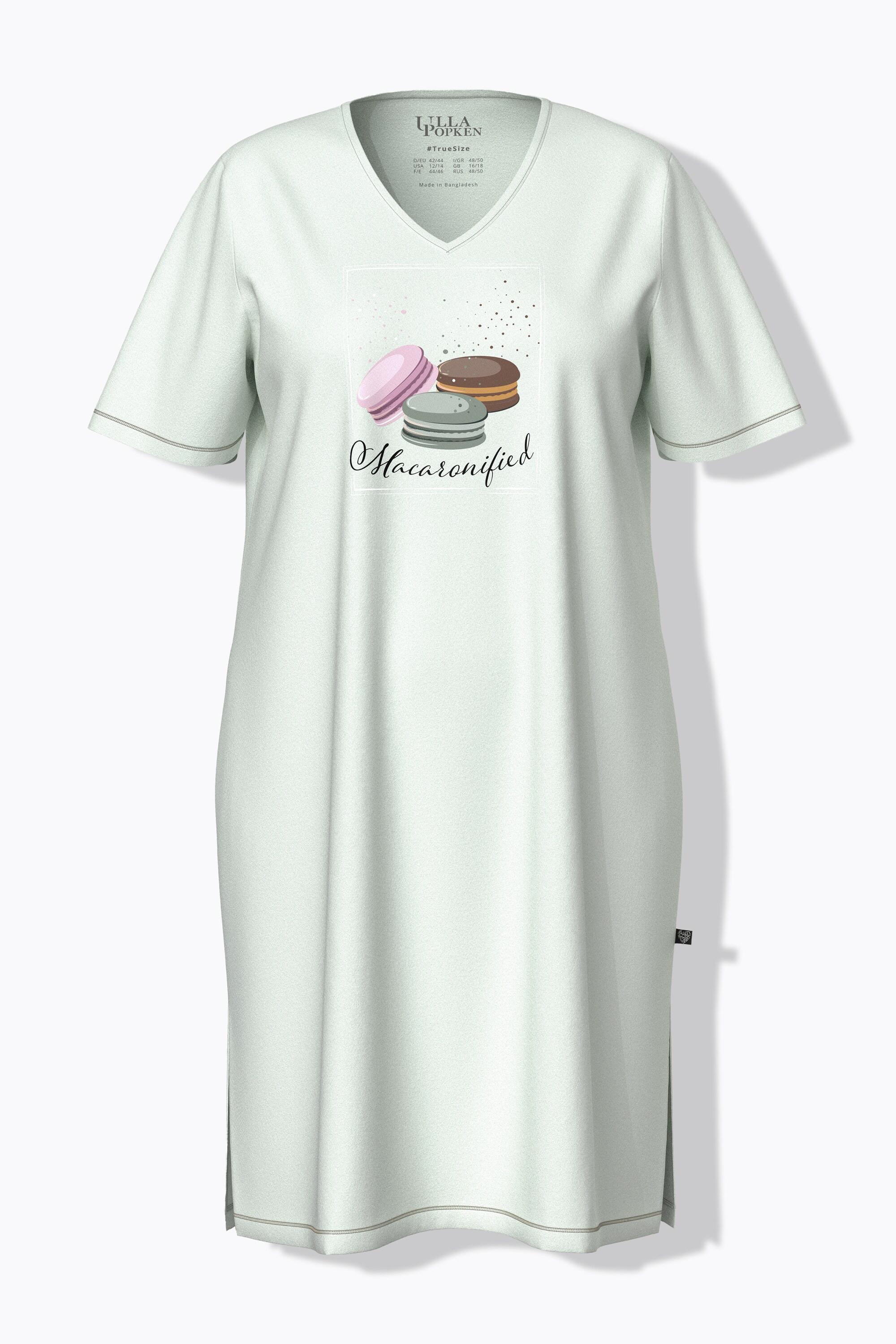 Ulla Popken Camicia da Notte Stampa Piazzata Scollo a V Mezza Manica  