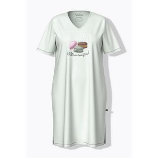 Ulla Popken Camicia da Notte Stampa Piazzata Scollo a V Mezza Manica  