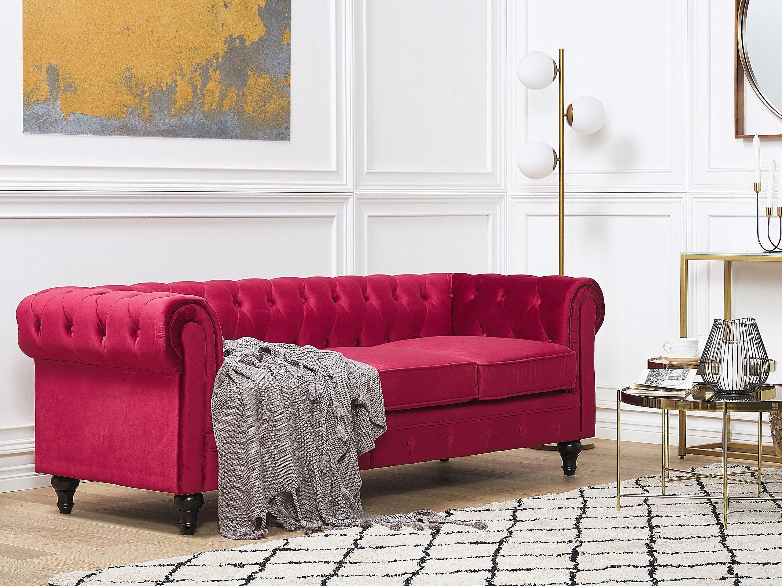 Beliani 3 Sitzer Sofa aus Samtstoff Glamourös CHESTERFIELD  