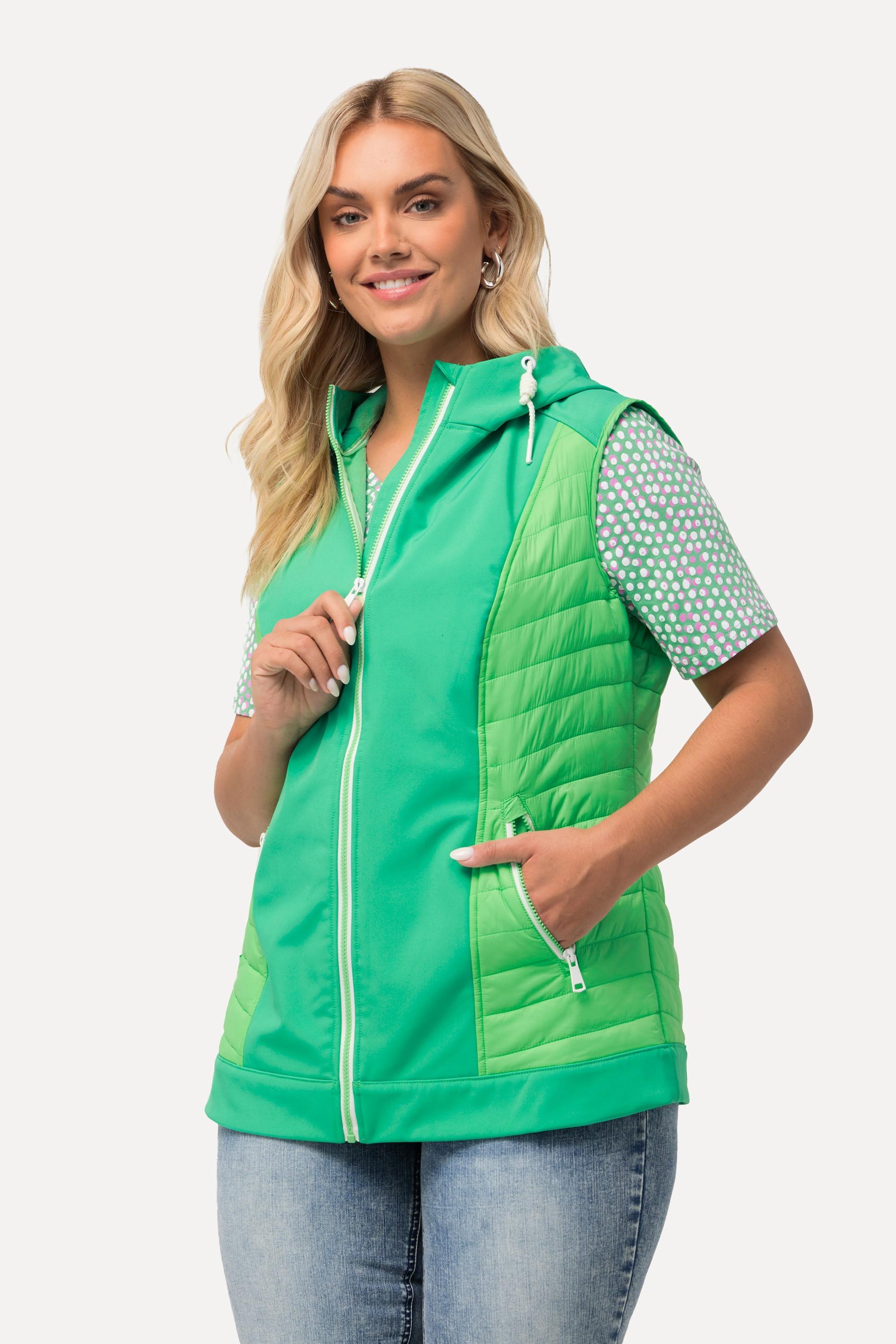 Ulla Popken HYPRAR Gilet Ibrido con Cappuccio Idrorepellente  