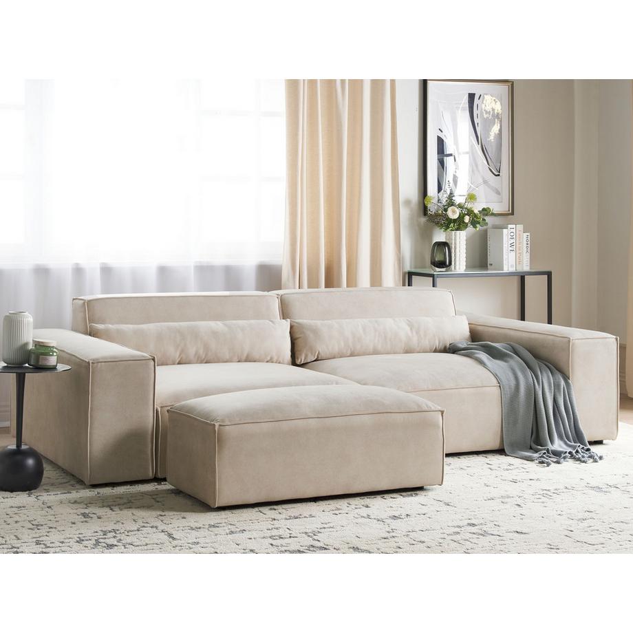 Beliani Sofa mit Ottomane aus Samtstoff  HELLNAR  