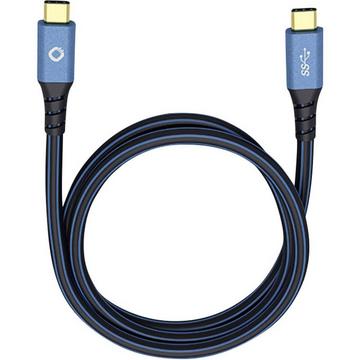 USB-Kabel USB 3.2 Gen1 (USB 3.0 / USB 3.1 Gen1) USB-C® Stecker, USB-C® Stecker 0.50 m Blau vergoldete