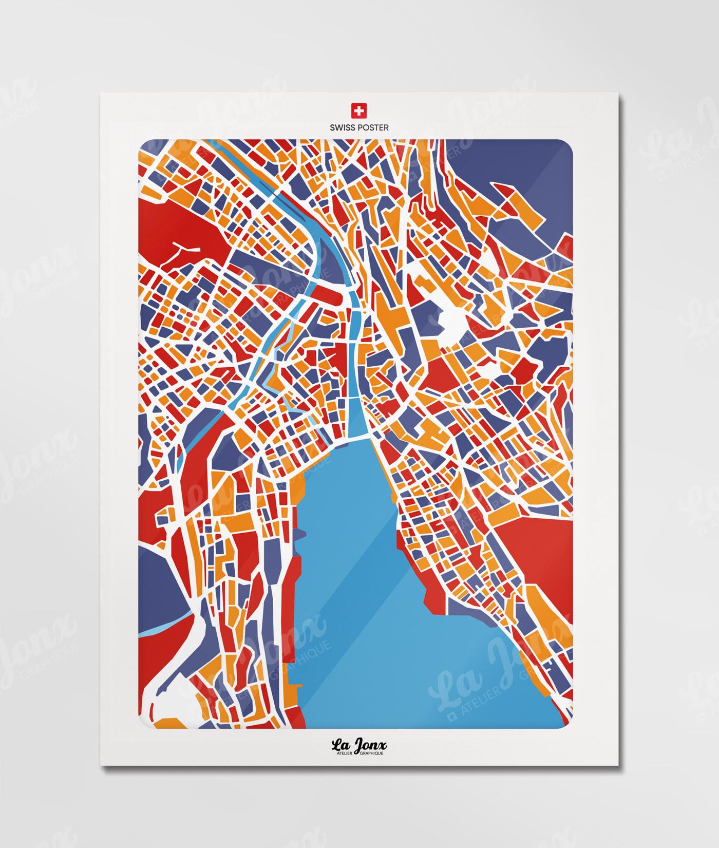 La-Jonx Carte de Zürich - Poster  