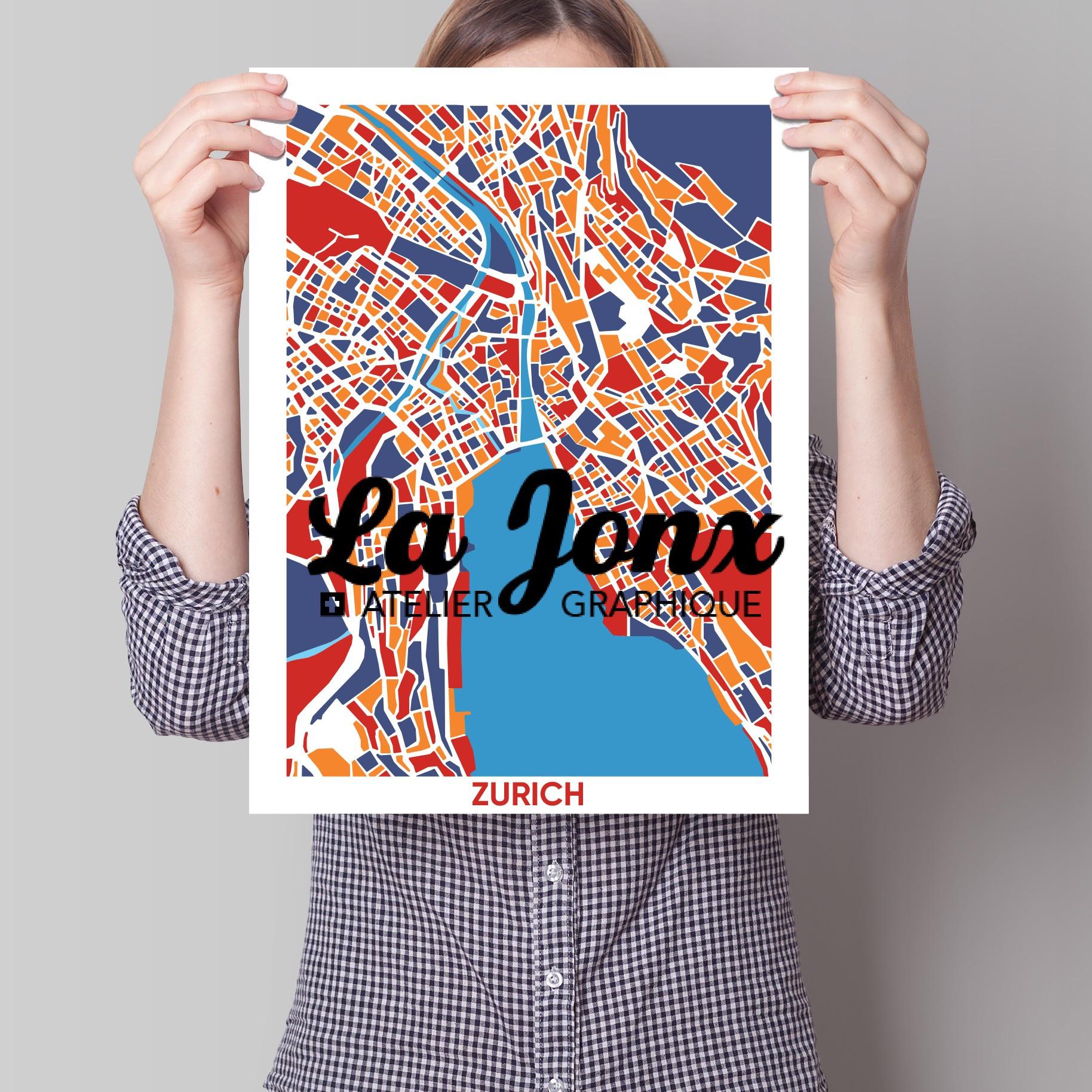 La-Jonx Carte de Zürich - Poster  