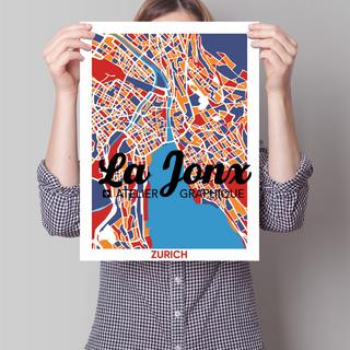 La-Jonx Carte de Zürich - Poster  
