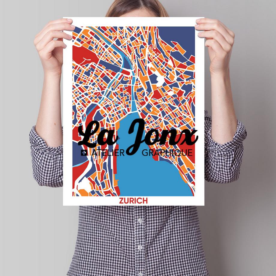 La-Jonx Carte de Zürich - Poster  