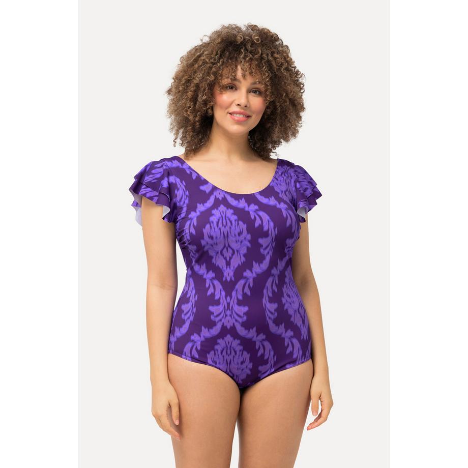 Ulla Popken Maillot de bain Imprimé Fantaisie Volants Épaules Bonnets Souples  