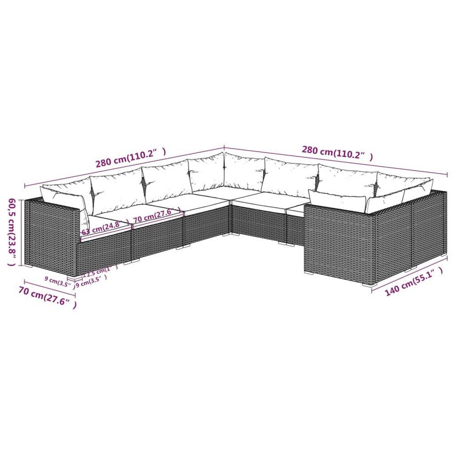 VidaXL Garten-lounge-set poly-rattan  