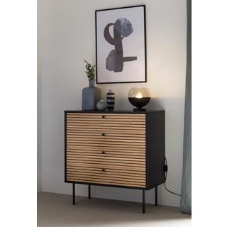 mutoni Commode en placage de bois véritable 80x40x85 noir  