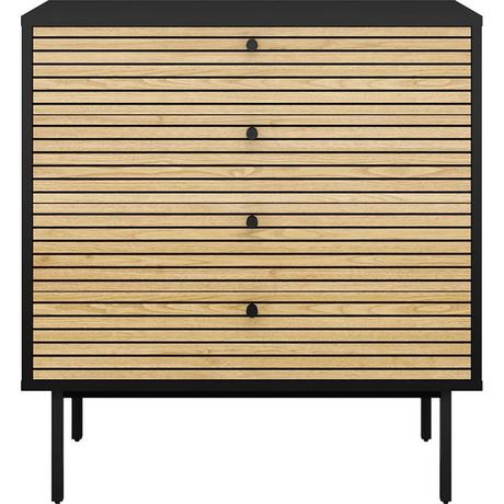 mutoni Commode en placage de bois véritable 80x40x85 noir  