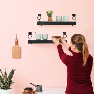 B2X Schwarzes Wandregal im 2er-Set  