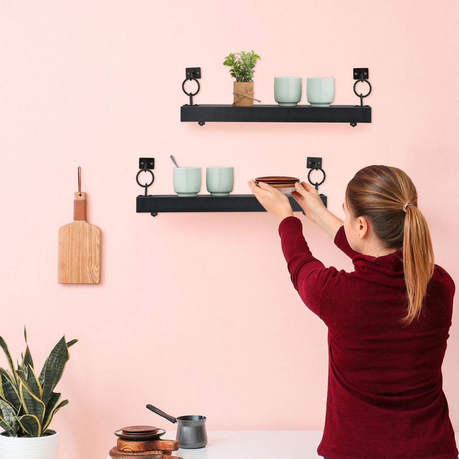 B2X Schwarzes Wandregal im 2er-Set  