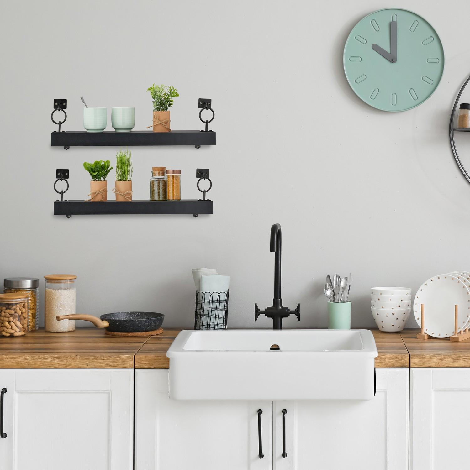 B2X Schwarzes Wandregal im 2er-Set  