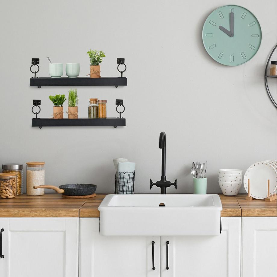 B2X Schwarzes Wandregal im 2er-Set  