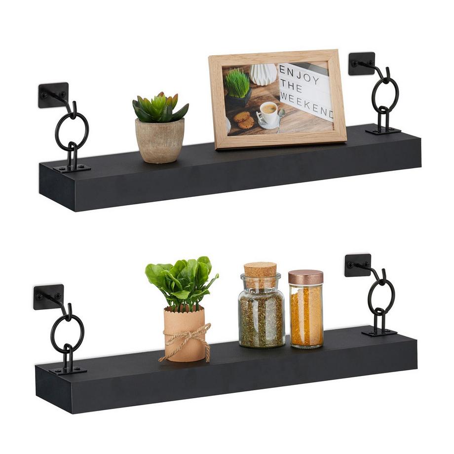 Schwarzes Wandregal im 2er-Set