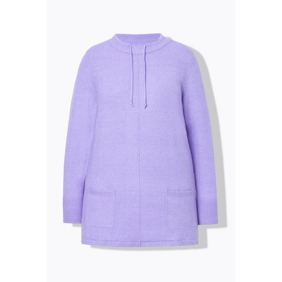 Ulla Popken Pull Col Montant Cordon Poches Manches Longues  