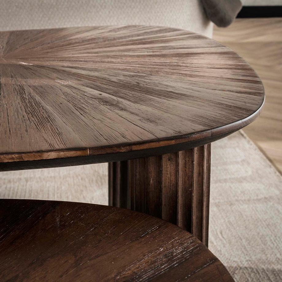 mutoni Table basse Maya rectangulaire teck espresso (lot de 2)  