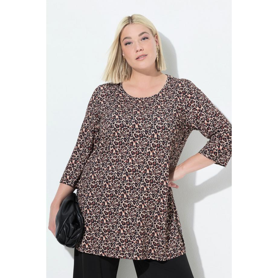 Ulla Popken T-shirt long A-line Col rond Manches 3/4  