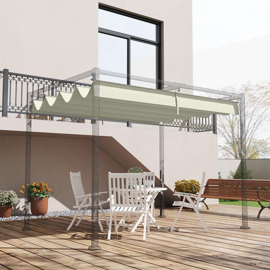 Northio Tetto sostitutivo per pergola da 2,85 x 2 m, tettoia ondulata retrattile idrorepellente con fori per il drenaggio della pioggia, protezione UV 30+, copertura ombreggiante resistente all'inverno per giardino, balcone, terrazza, bianco crema  