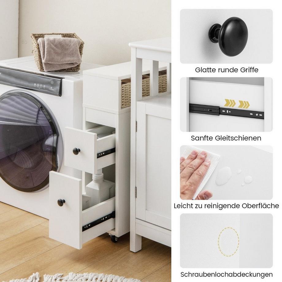 B2X Mobile da bagno mobile con 2 cassetti estraibili e porta scopino per piccoli spazi  