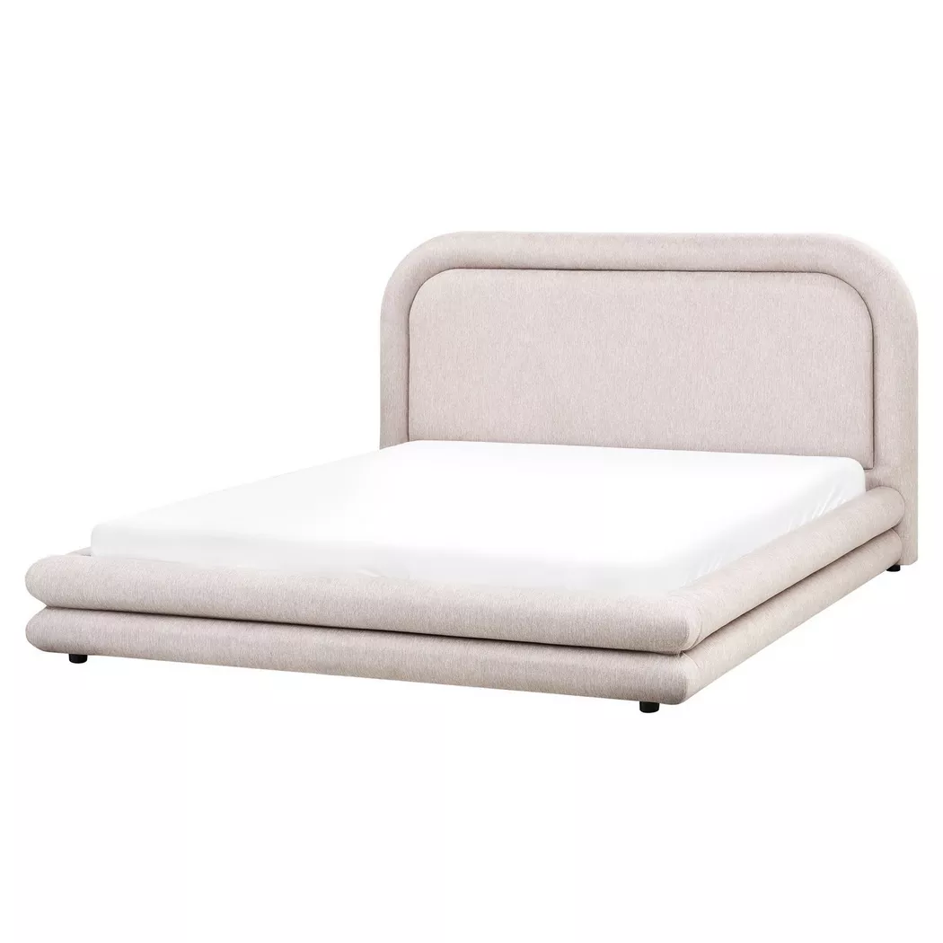 Beliani - Wasserbett aus Kunstleinen  LAVARDENS, Taupe