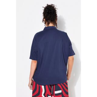 Ulla Popken Popeline Boxy Collo Camicia Mezza Manica Blusa  