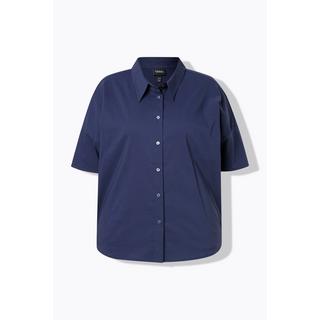 Ulla Popken Popeline Boxy Collo Camicia Mezza Manica Blusa  