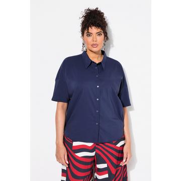 Blusa in popeline dal taglio squadrato con collo da camicia e mezze maniche