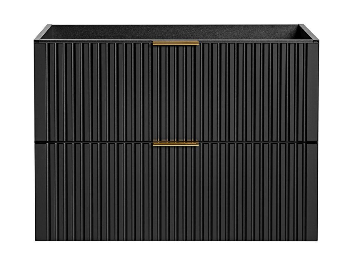 Vente-unique Meuble sous vasque suspendu strié - Noir - L80 cm - ZEVARA  