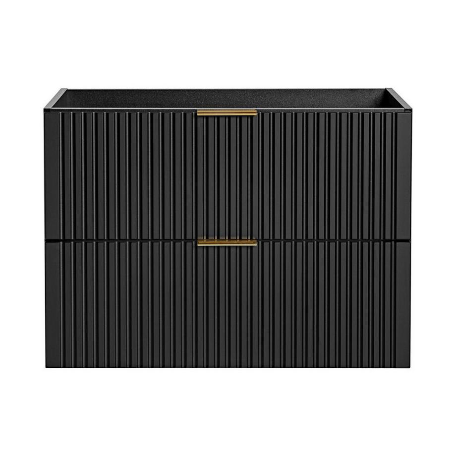 Vente-unique Mobile sotto lavabo sospeso a righe L80 cm Nero - ZEVARA  