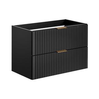 Vente-unique Mobile sotto lavabo sospeso a righe L80 cm Nero - ZEVARA  