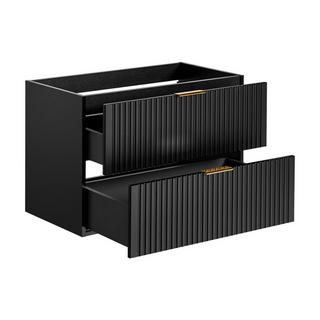 Vente-unique Mobile sotto lavabo sospeso a righe L80 cm Nero - ZEVARA  