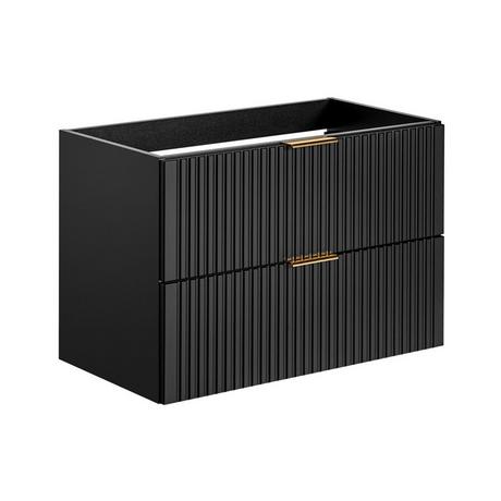 Vente-unique Mobile sotto lavabo sospeso a righe L80 cm Nero - ZEVARA  