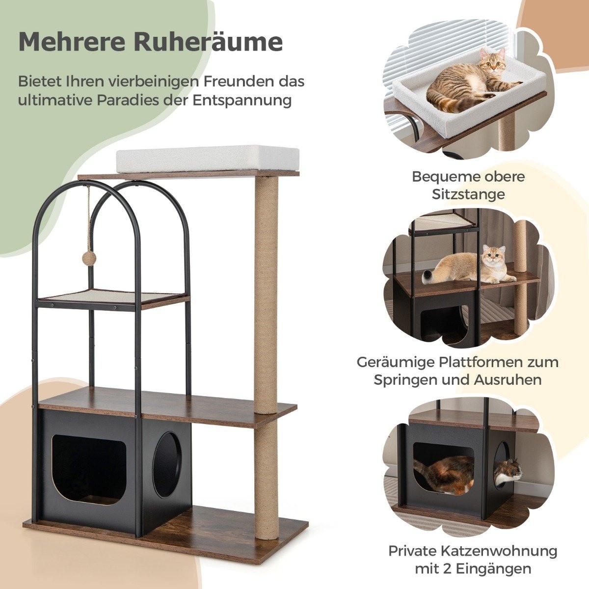 Northio  Tour d'arbre à chat de 118 cm de haut avec structure en métal, mobilier d'escalade pour chats 