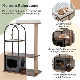 Northio  Tour d'arbre à chat de 118 cm de haut avec structure en métal, mobilier d'escalade pour chats 