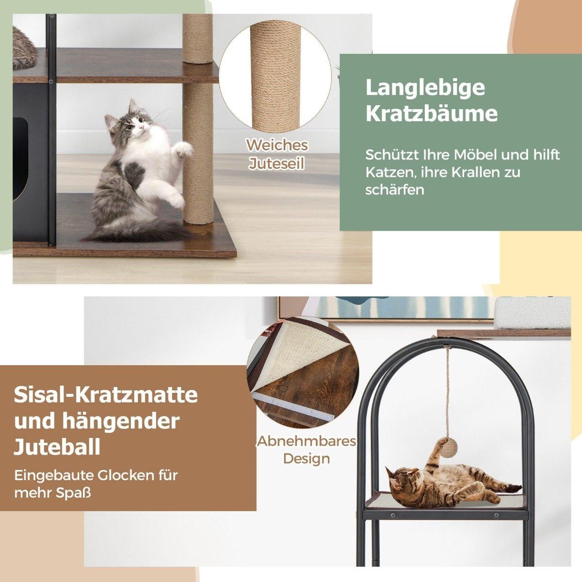 Northio  Tour d'arbre à chat de 118 cm de haut avec structure en métal, mobilier d'escalade pour chats 