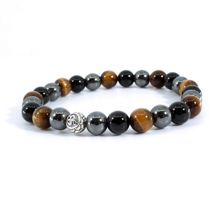Preko  Armband mit Tigeraugen und Onyx Steinen