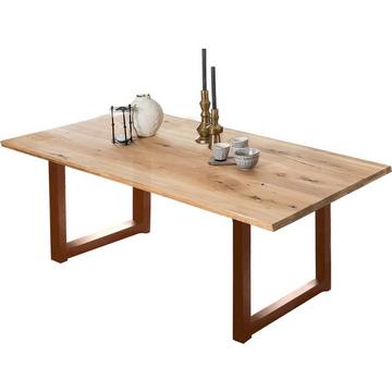 Massivholztisch 220x100 - Wildeiche geölt natur - Metall antik