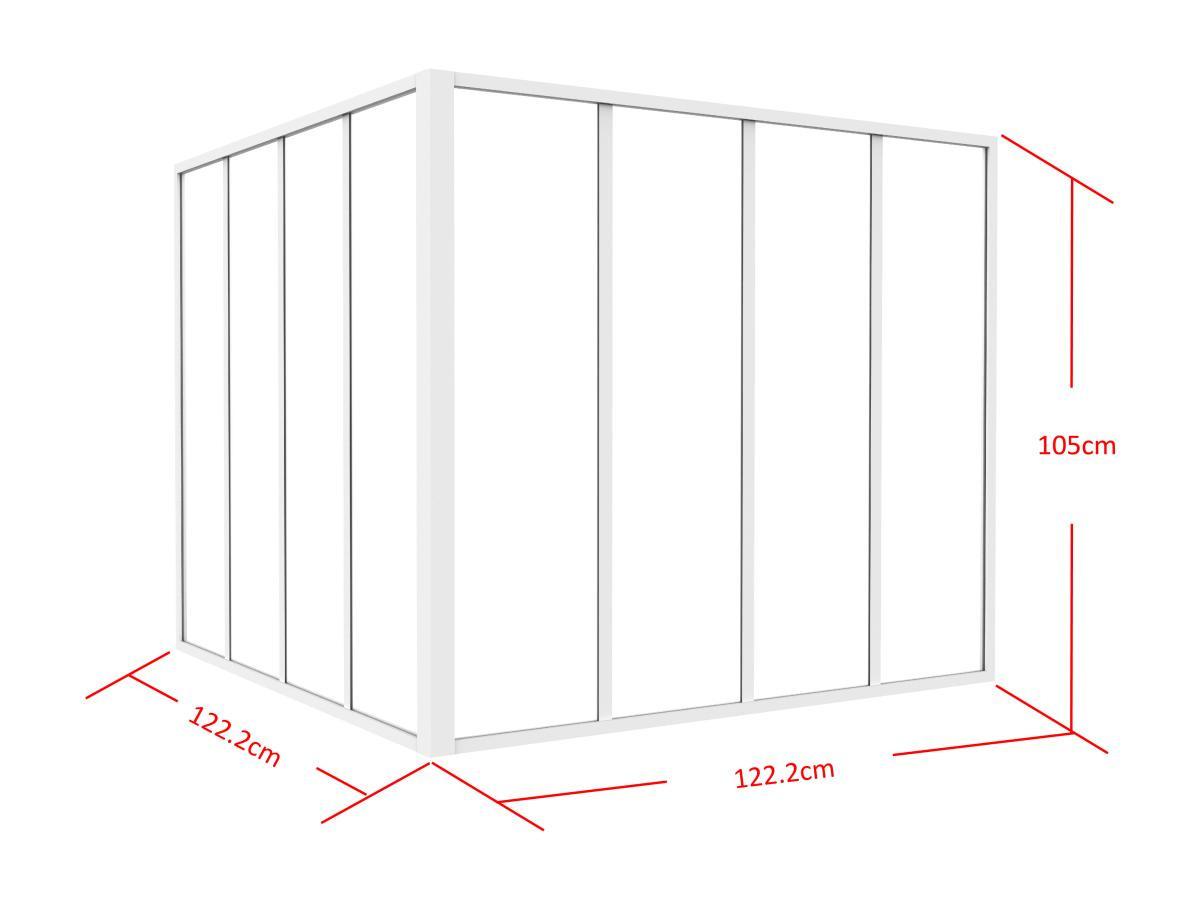 Vente-unique  Vetrata angolare L120 x L120 x H105 in Alluminio termolaccato Stile atelier Bianco - BAYVIEW 