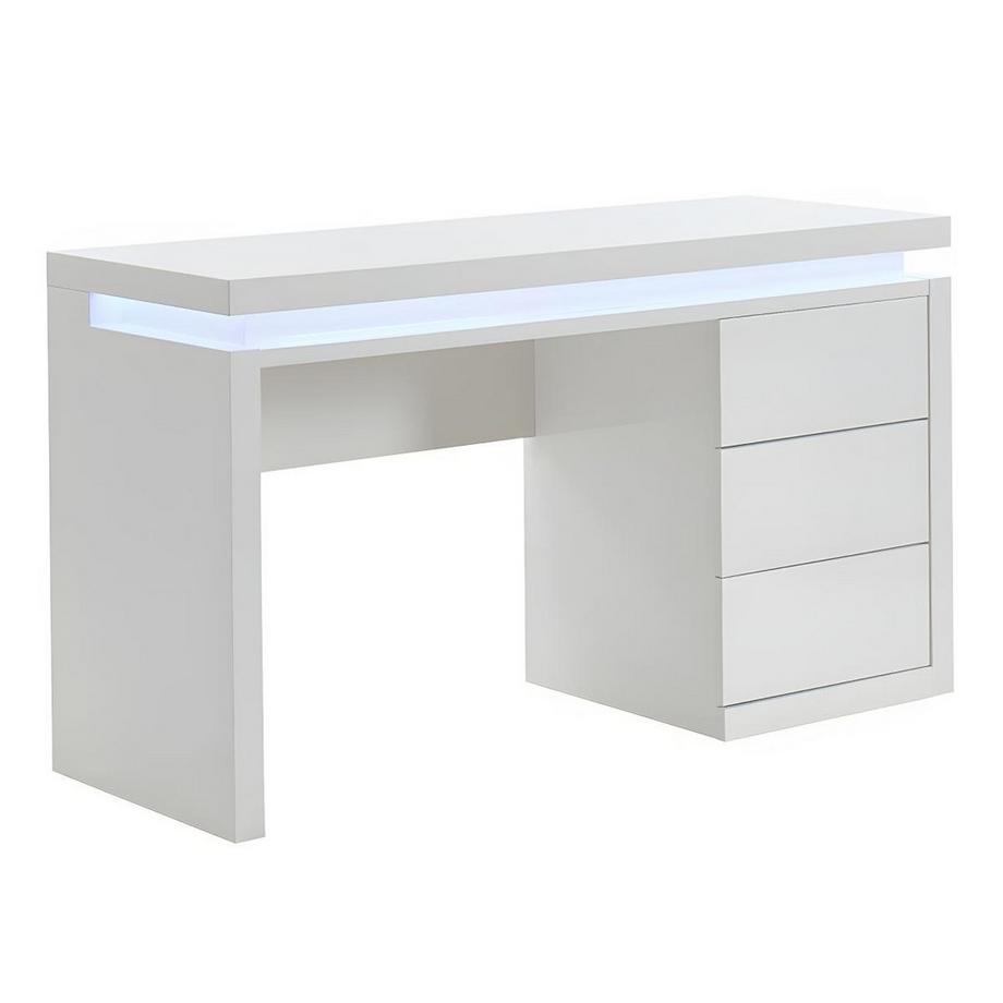 Vente-unique Bureau EMERSON 3 tiroirs MDF laquéLEDs  