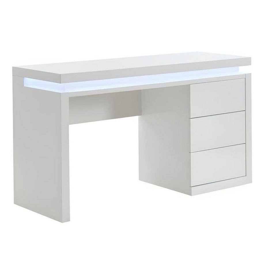 Vente-unique Bureau EMERSON 3 tiroirs MDF laquéLEDs  