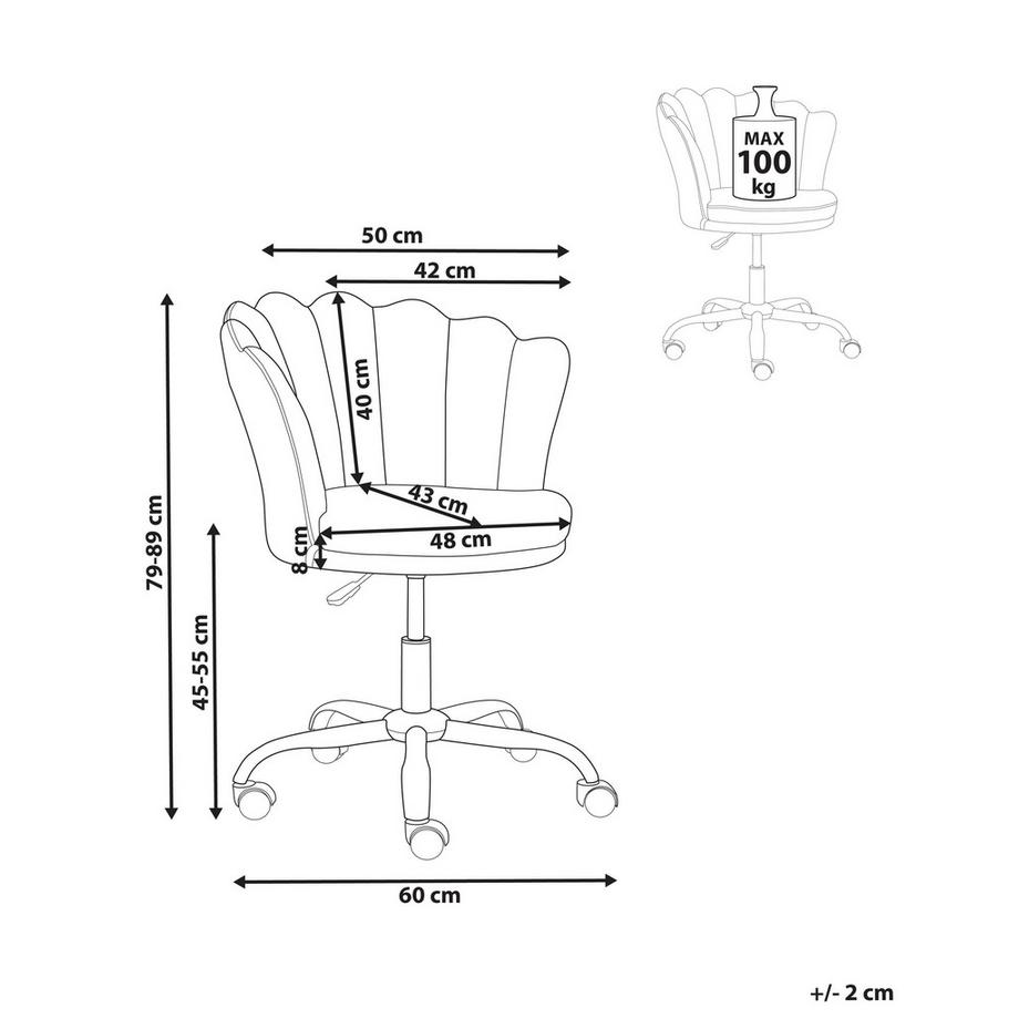 Beliani Chaise de bureau en Velours Glamour MONTICELLO  
