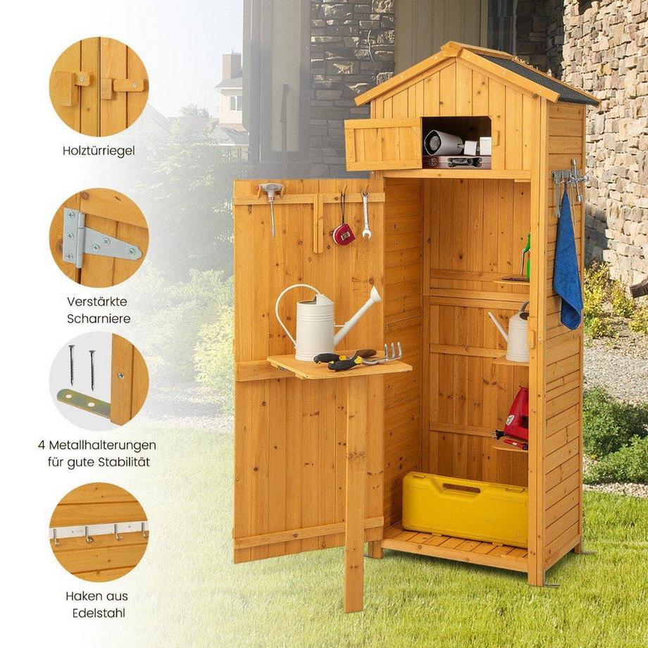 B2X Gartenschuppen Geräteschrank für den Außenbereich 75 x 50 x 180,5 cm Natur  