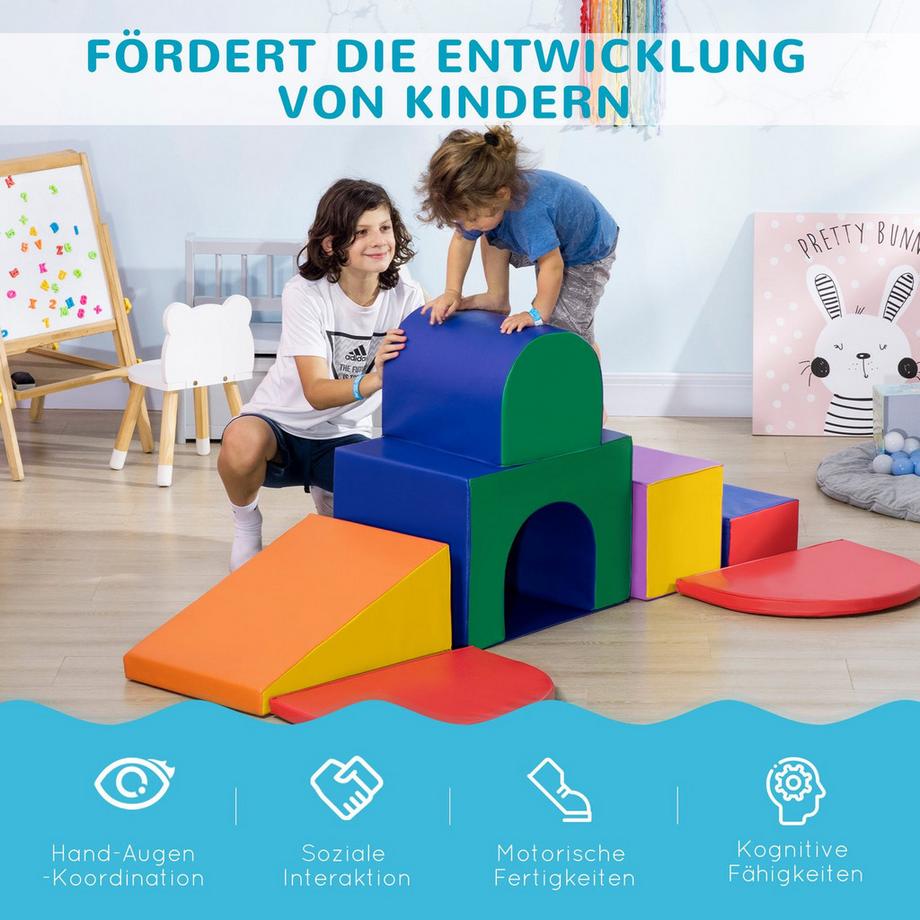 Northio  Softbausteine 7er-Set Schaumstoff Bausteine Riesenbausteine Bauklötze Bauspielzeug für Kinder 1-3 Jahre Kunstleder EPE 