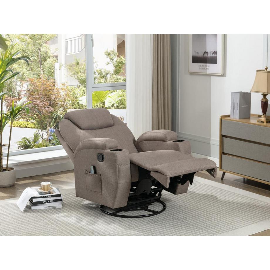 Vente-unique  Massagesessel - Stoff - Graubraun - SILVANO 