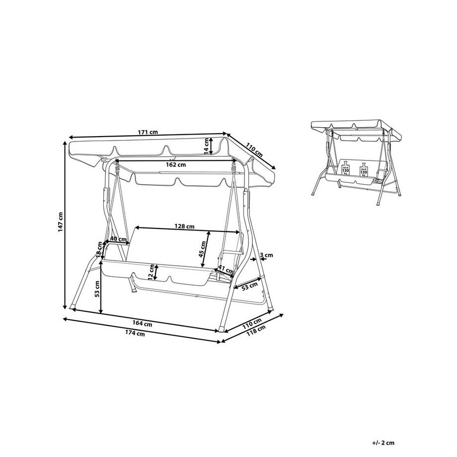Beliani Dondolo da giardino en Tessuto Retrò CHAPLIN  