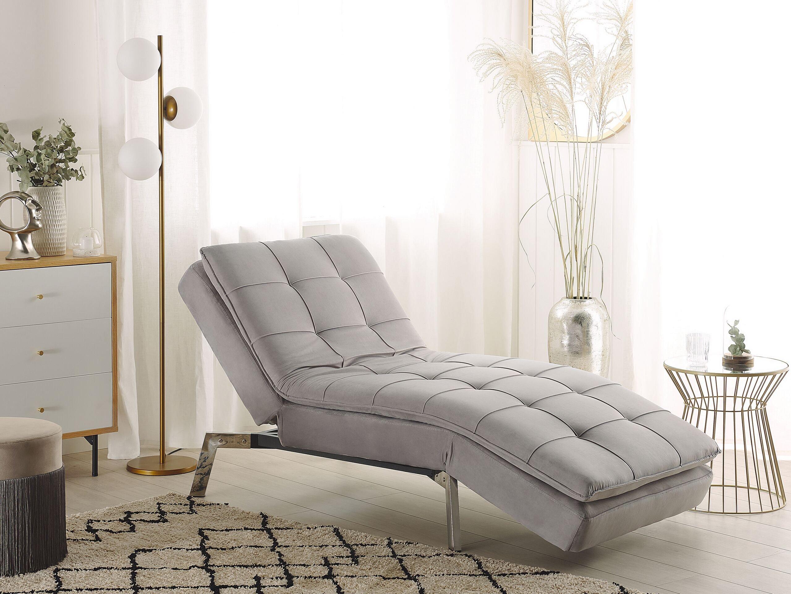 Beliani Chaiselongue aus Samtstoff Modern LOIRET  