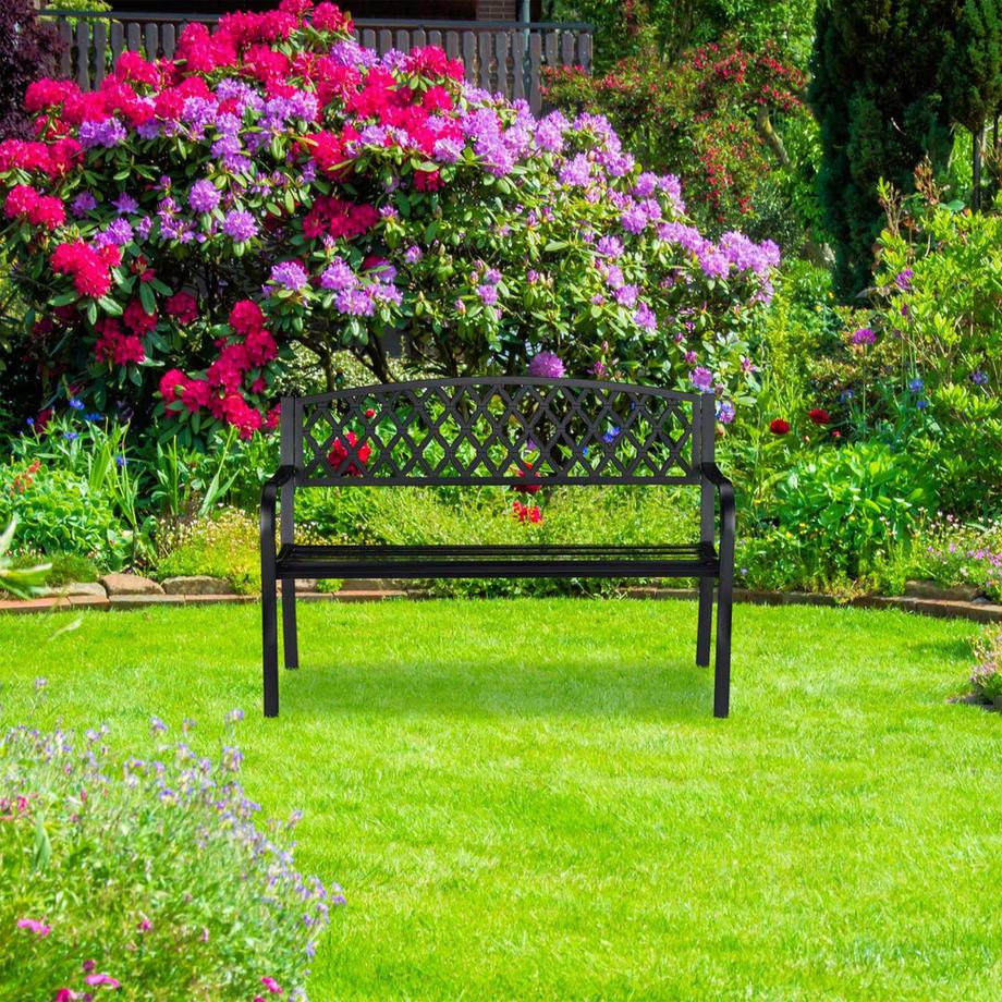 B2X Metall-Gartenbank mit Flechtmuster  