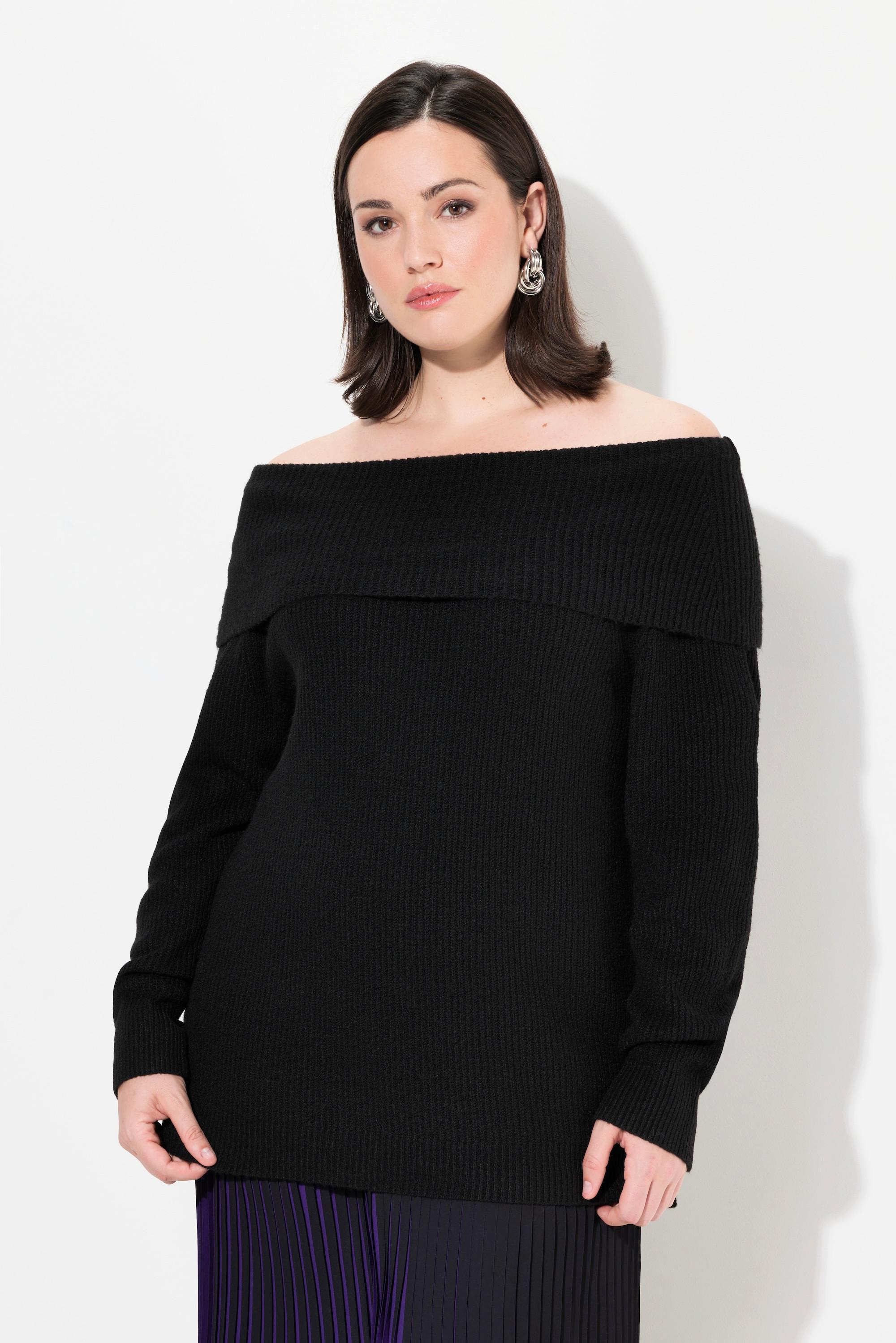 Ulla Popken Pullover Schulterausschnitt Langarm Feinstrick  