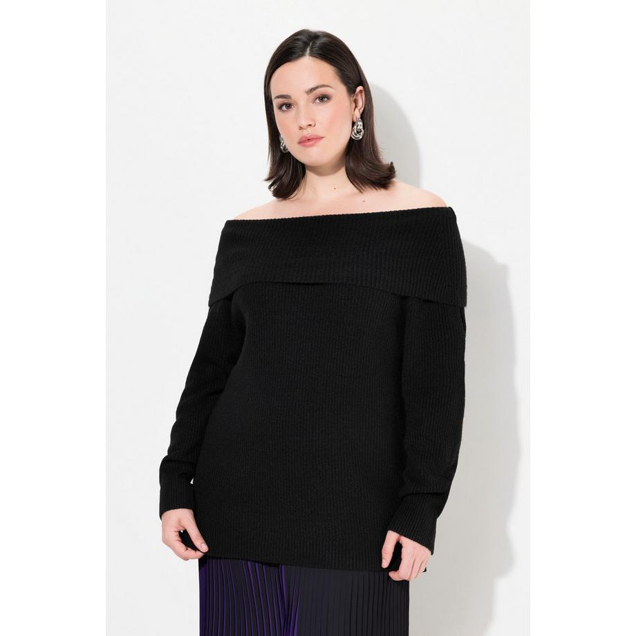 Ulla Popken Pullover Apertura sulle Spalle Maniche Lunghe Maglia Fine  